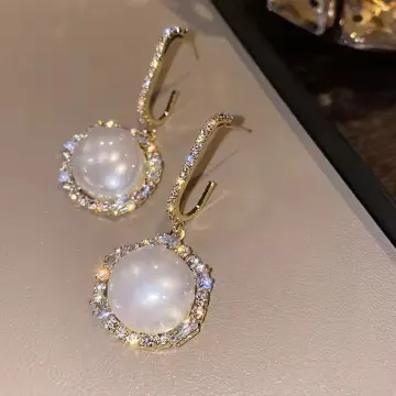  Bling Pearl Crystal Stud Earring 